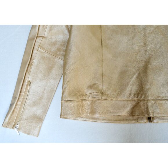 Dialogue Champagne Leather Metallic Women's Jacket Medium - Picture 12 of 12